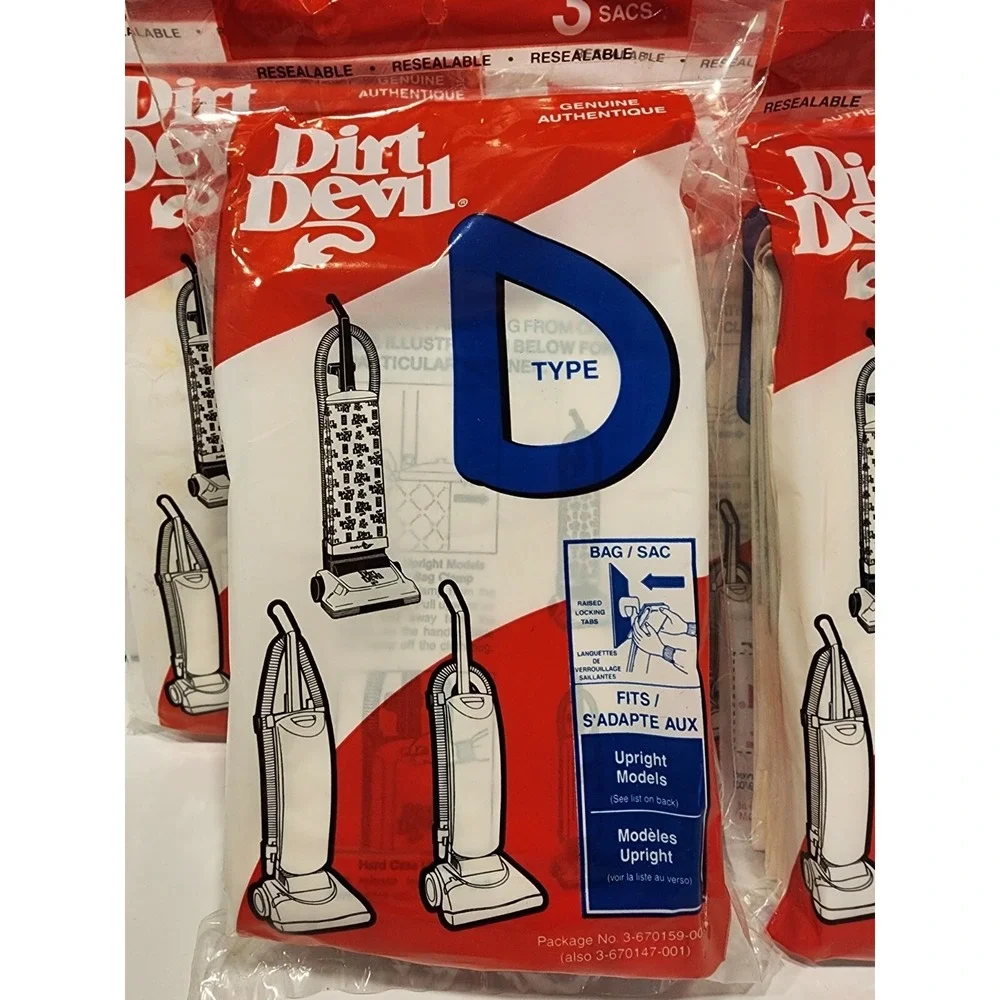 Dirt Devil Vacuum Bag Replacement Type D 5 x 3 = 15 Bags New/Sealed